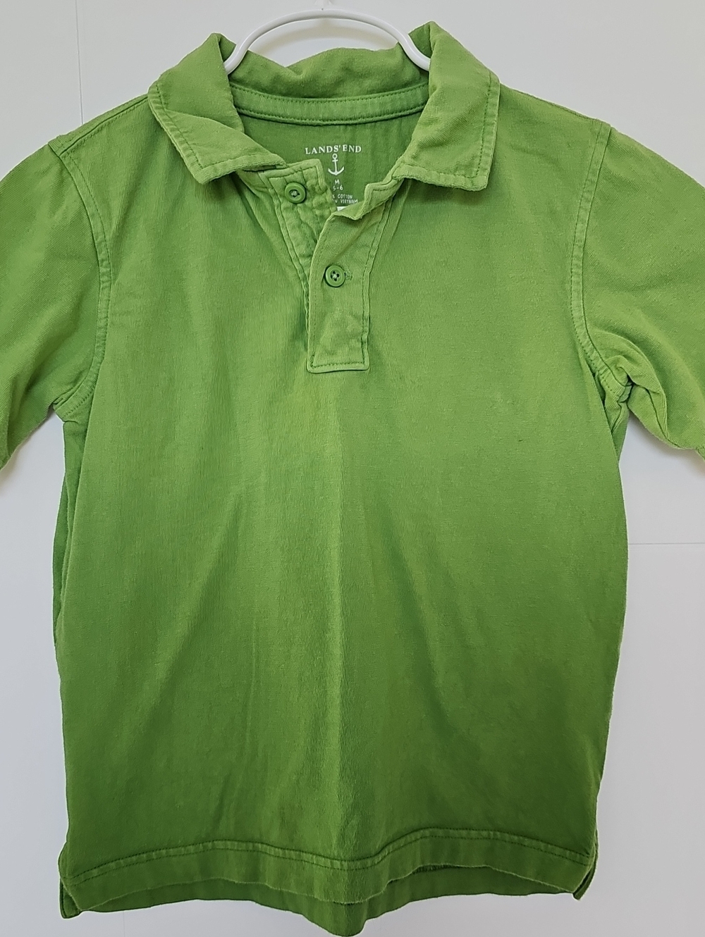 Lands' End Green Dip Dye Polo Shirt Boys Sz M 5-6